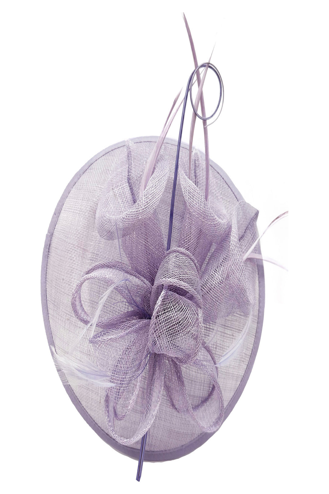 Statement Disc Fascinator with Petunia Flower and Feather Trim