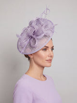 Statement Disc Fascinator with Petunia Flower and Feather Trim