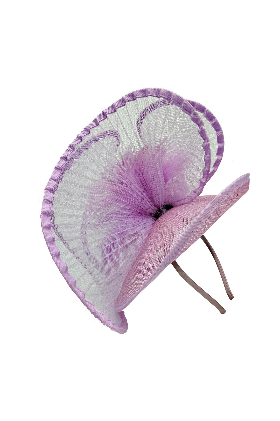 Dramatic Fan Mesh Disc Fascinator with Feather Centre Pin