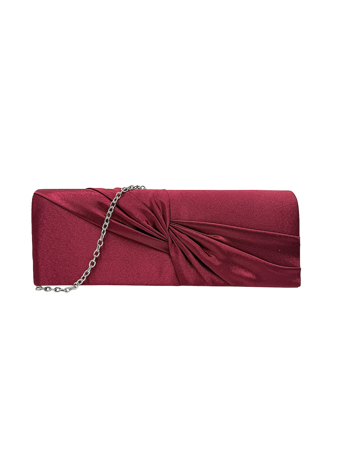 Luxury Satin Twist Knot Evening Clutch Bag with Detachable Chain
