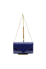 Patent Envelope Clutch Bag with Gold Chain Strap