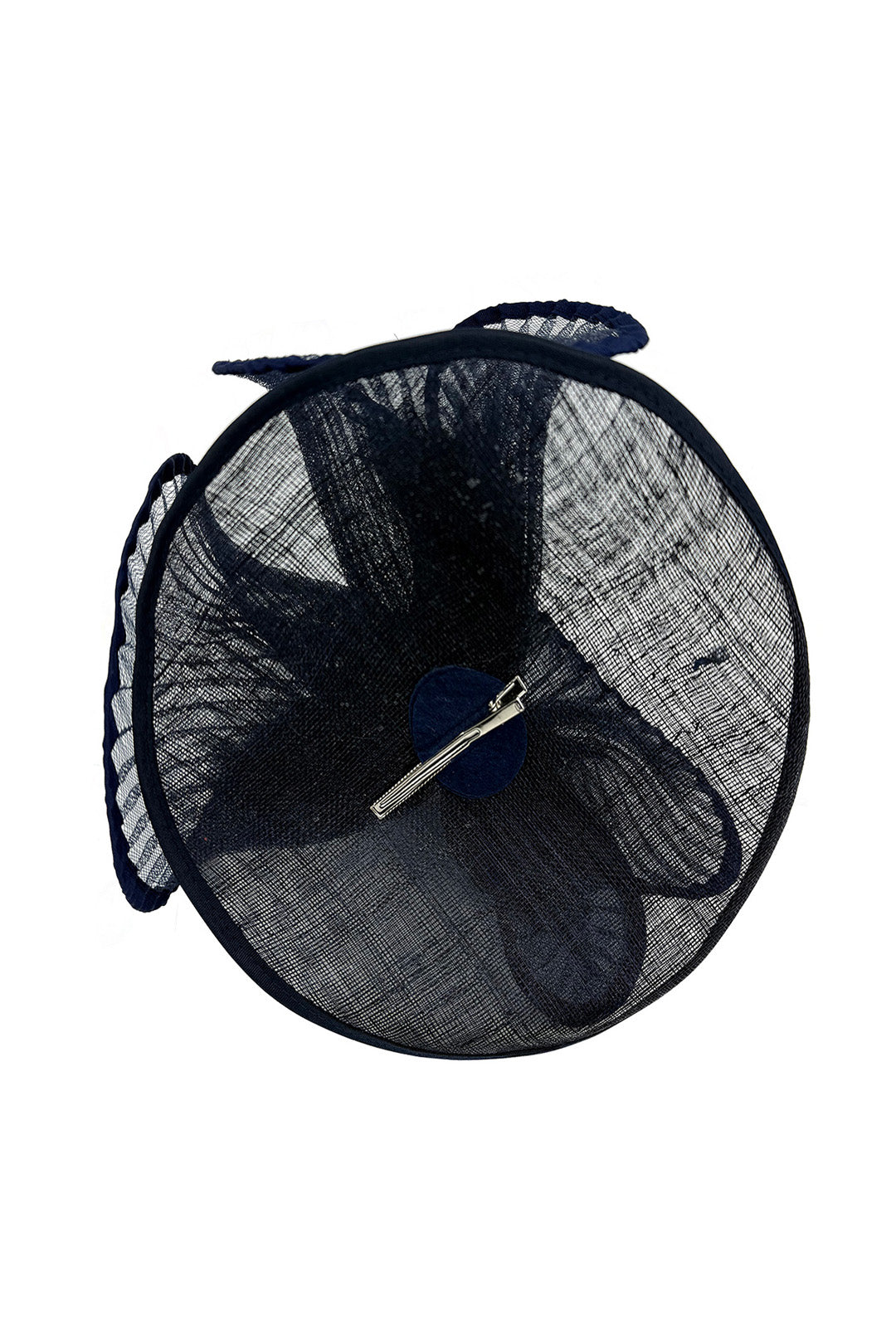 Dramatic Fan Mesh Disc Fascinator with Feather Centre Pin