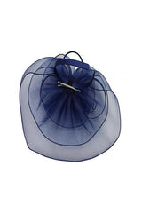 Large Curly Sinamay Fascinator with Feather Flower
