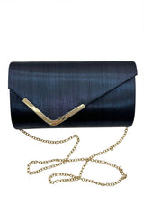 Textured Clutch Bag and Mesh Elegant Mesh Bow Fascinator Navy Set
