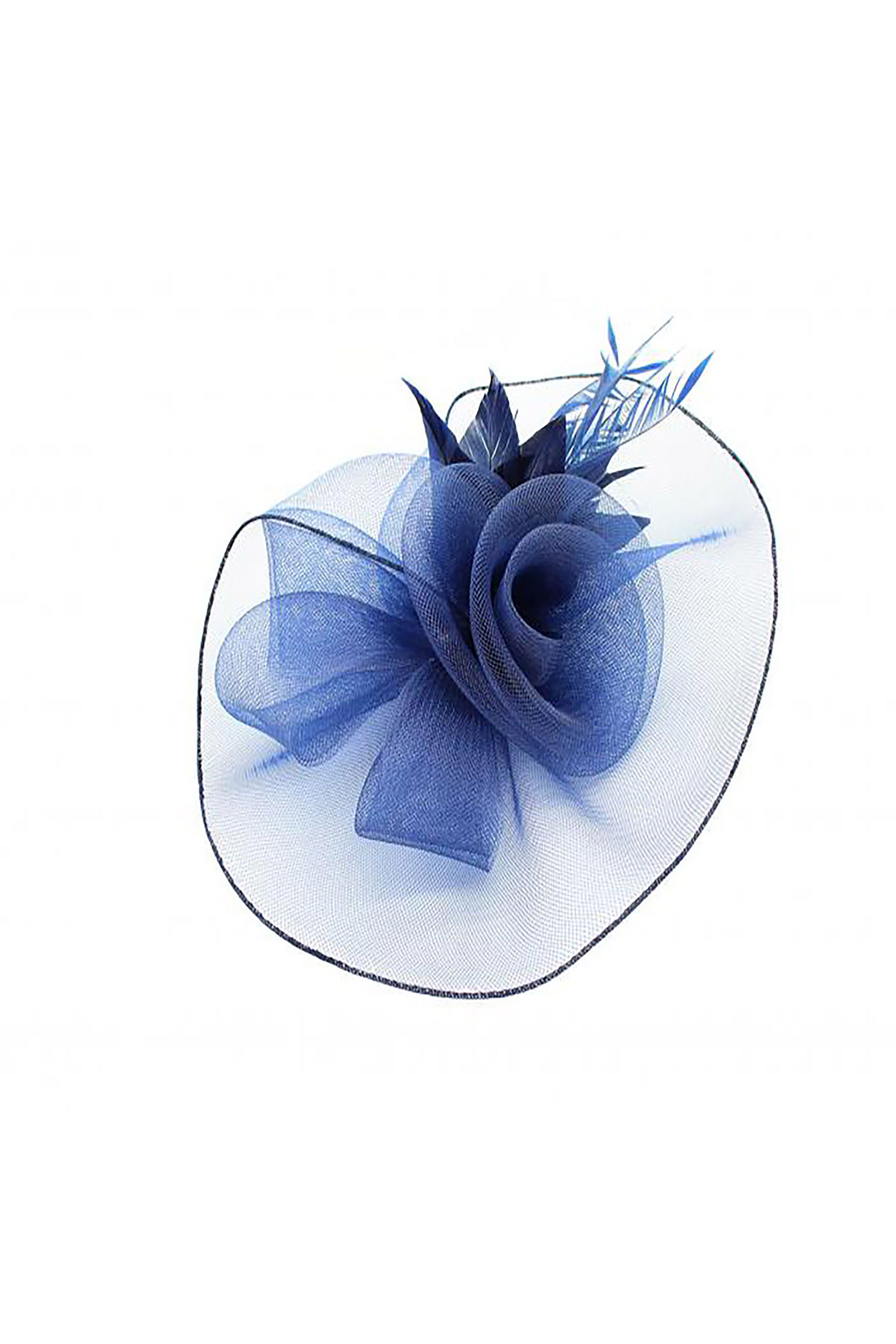 Curly Sinamay Fascinator with Feather Flower