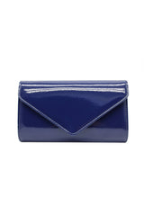 Patent Envelope Clutch Bag with Gold / Silver Chain Strap