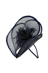 Dramatic Fan Mesh Disc Fascinator with Feather Centre Pin