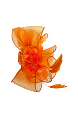 Elegant Organza Floral Fascinator with Feather Detail