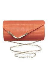 Textured Envelope Clutch Bag with Chain Strap
