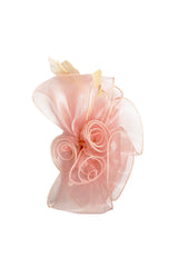 Elegant Organza Floral Fascinator with Feather Detail