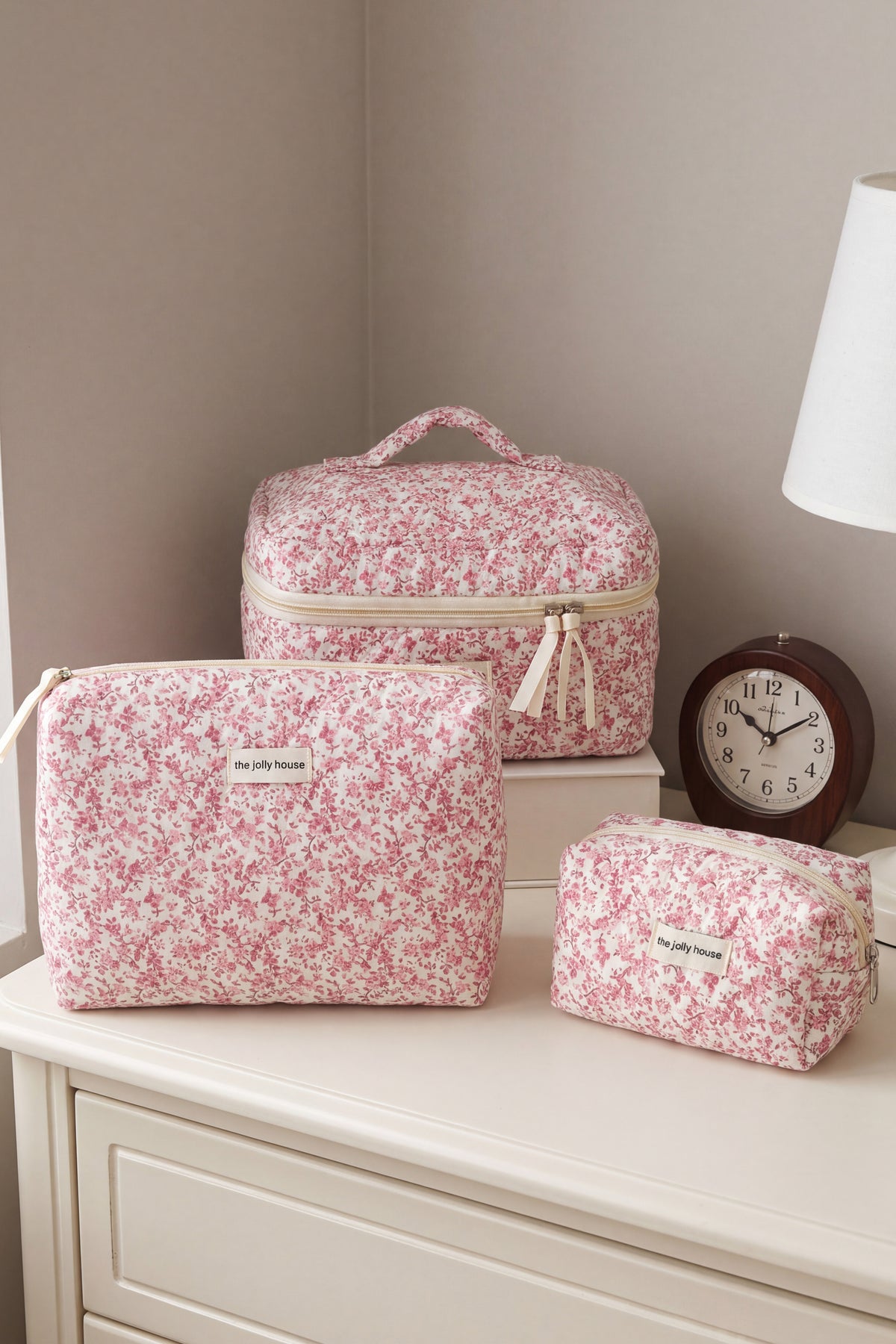 3 Piece Floral Travel Makeup & Toiletry Bag Set for Women