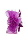 Elegant Organza Floral Fascinator with Feather Detail