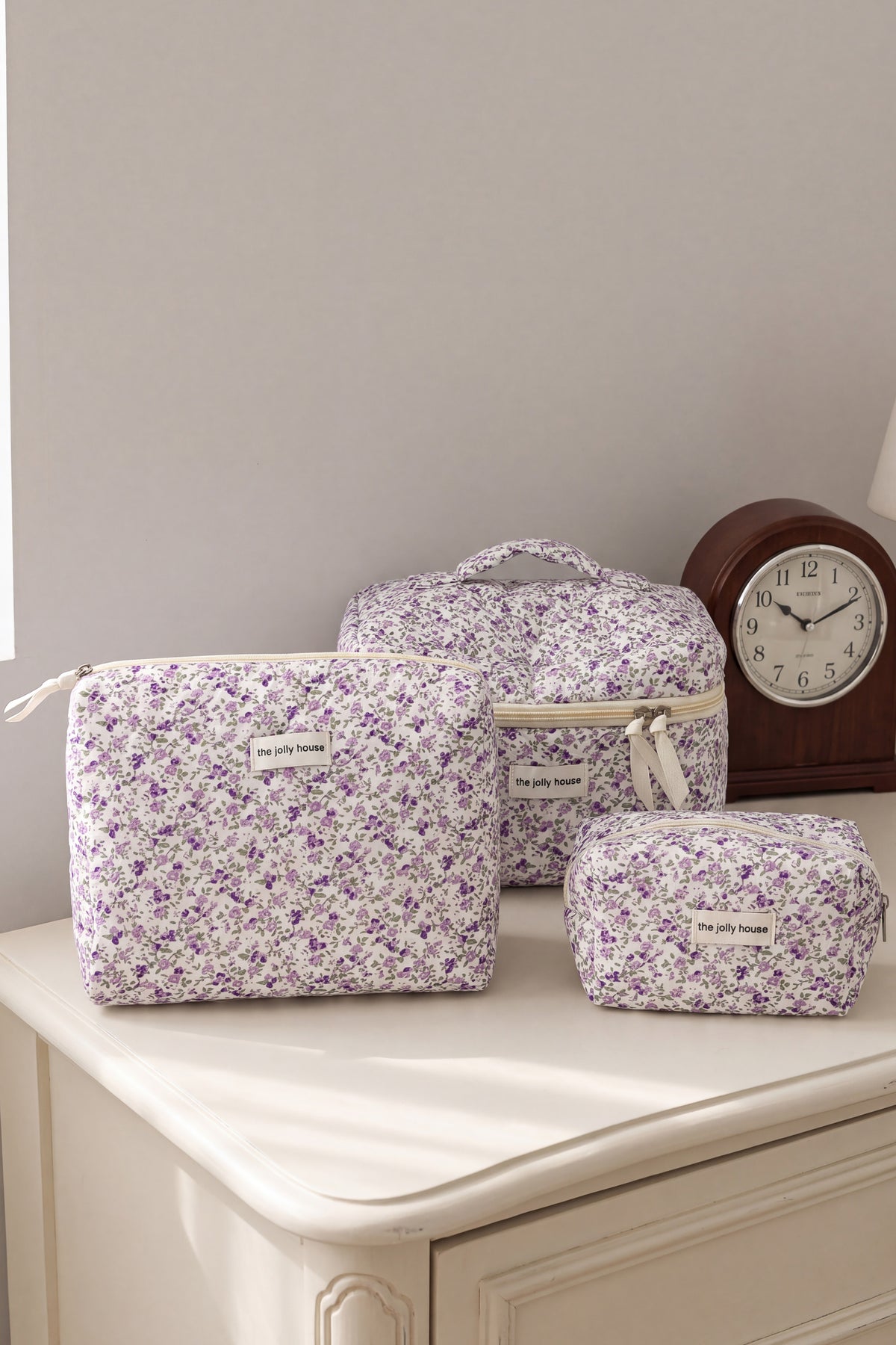 3 Piece Floral Travel Makeup & Toiletry Bag Set for Women
