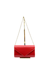 Patent Envelope Clutch Bag with Gold Chain Strap