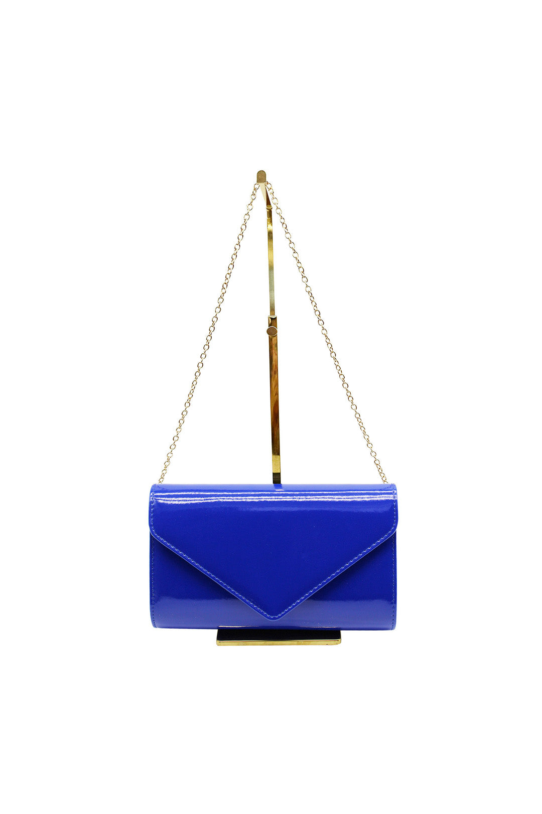 Patent Envelope Clutch Bag with Gold Chain Strap