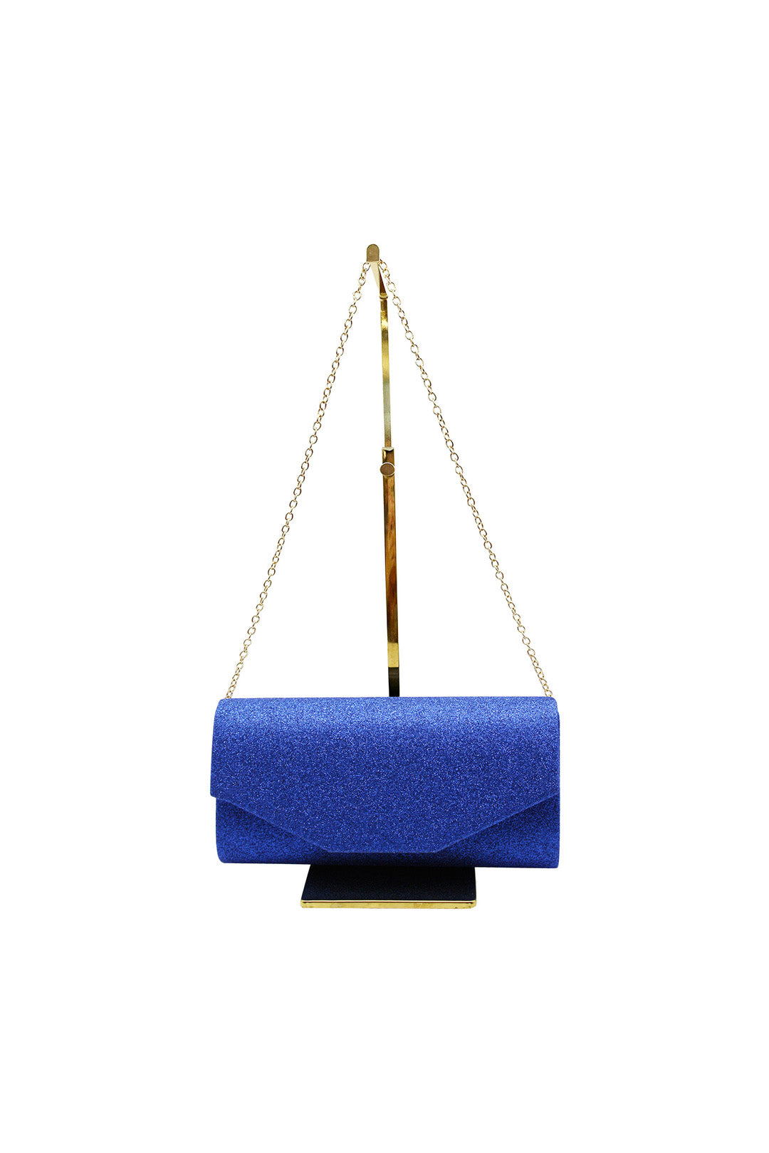 Glitter Envelope Clutch Bag with Gold /Silver Chain Strap