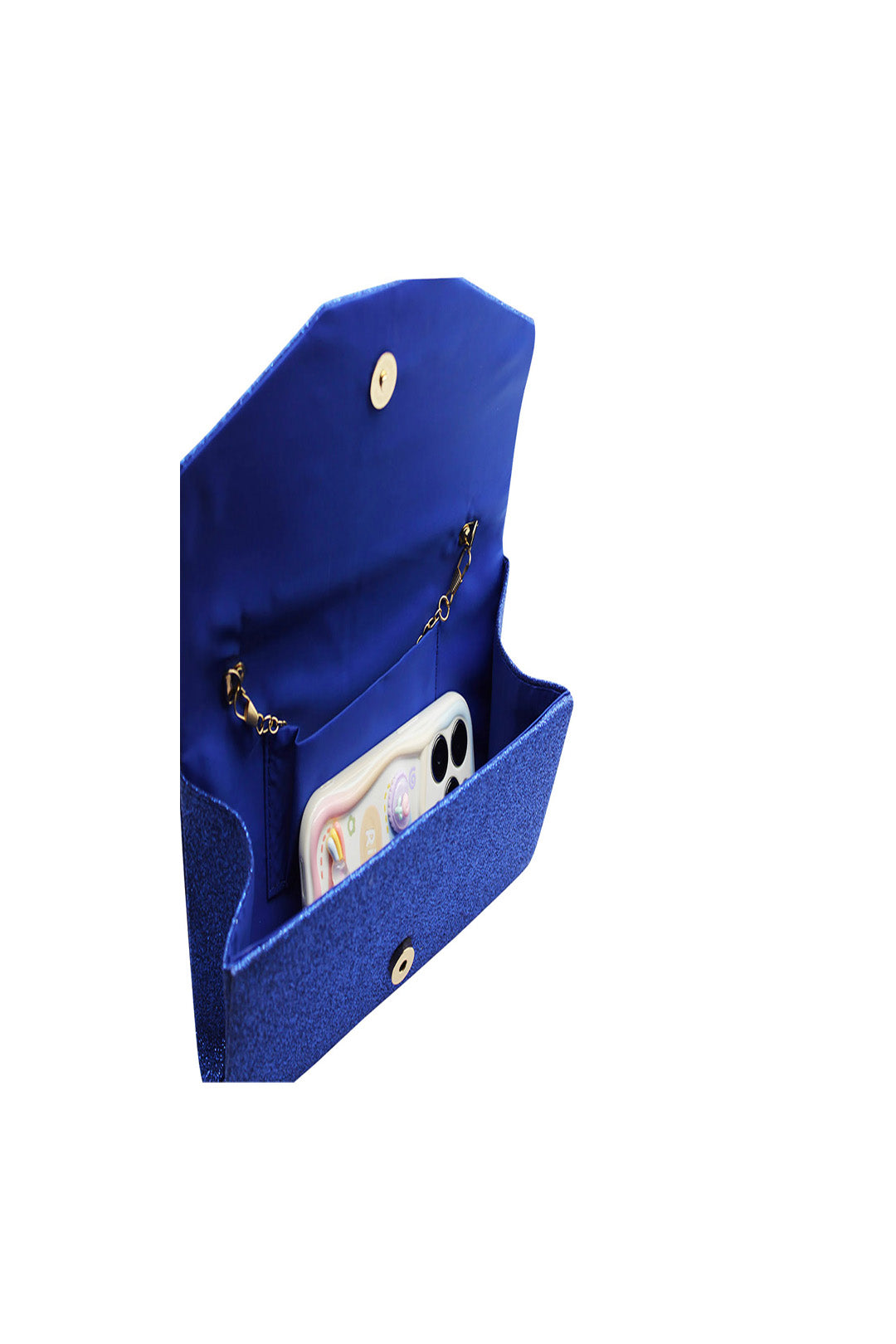 Glitter Envelope Clutch Bag with Gold /Silver Chain Strap