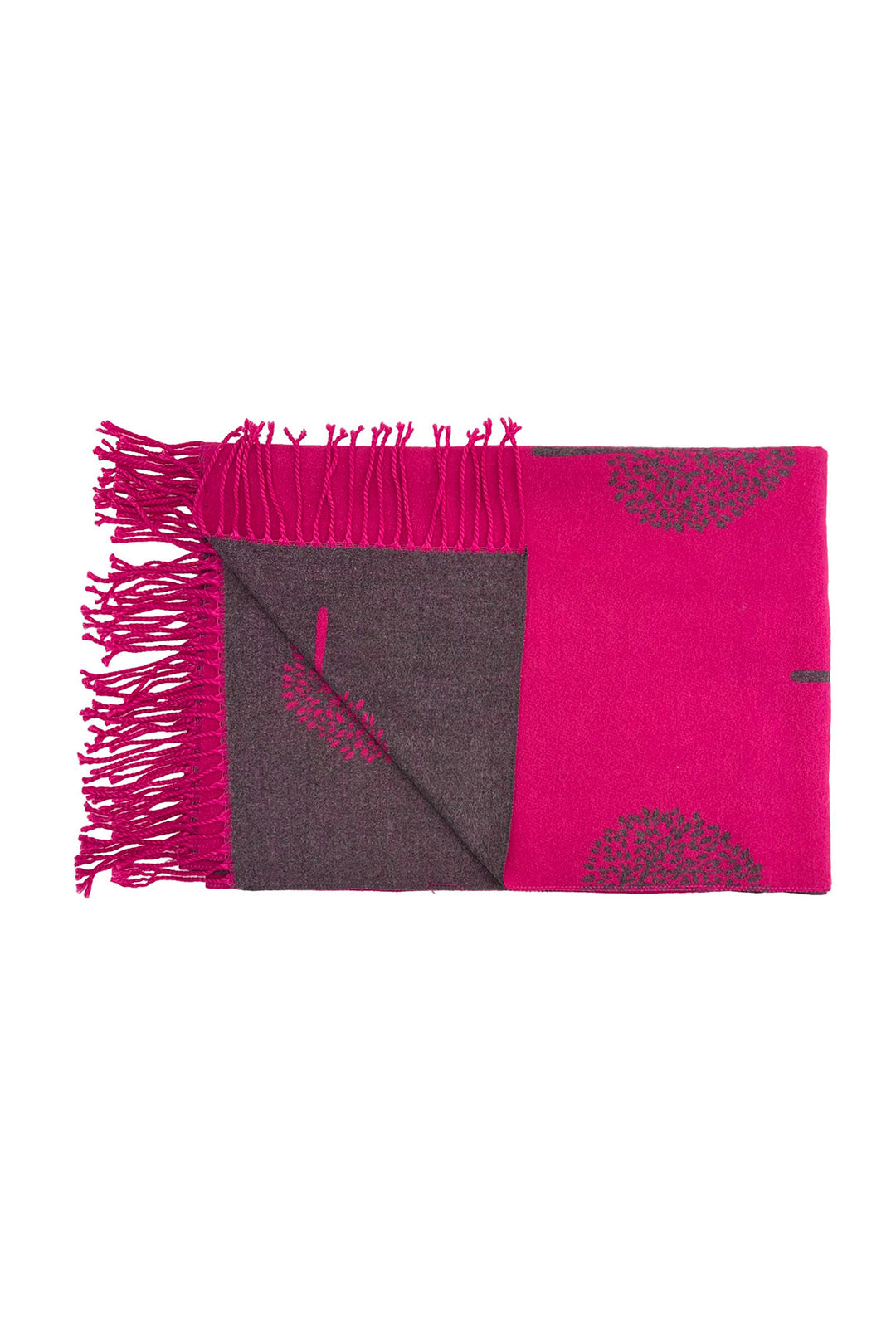 Reversible Tree Patterned Scarf with Fringe