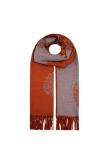Reversible Tree Patterned Scarf with Fringe