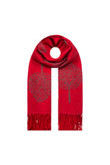 Reversible Tree Patterned Scarf with Fringe