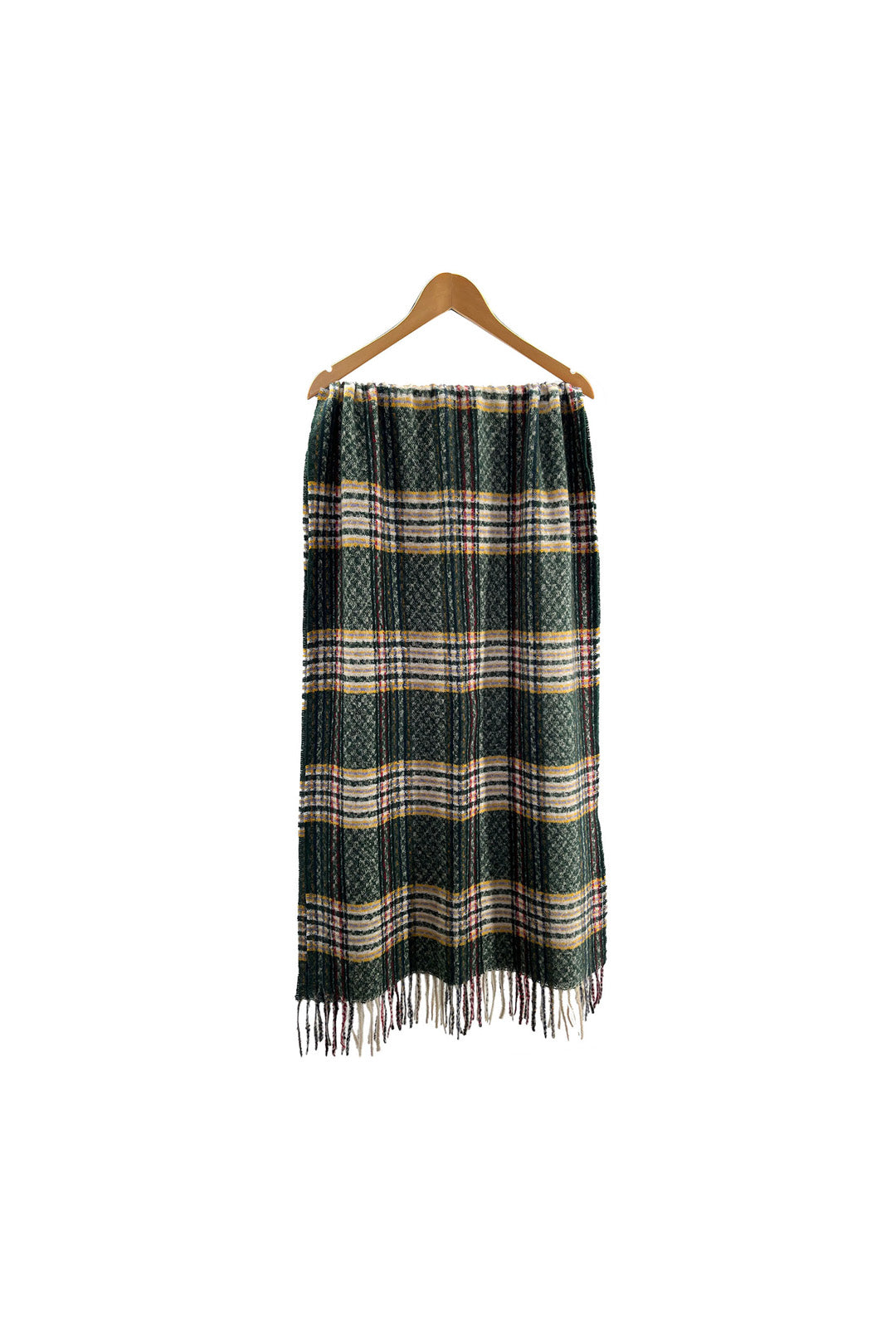 Soft Wool BlendClassic Check Pattern Scarf Fringed Ends