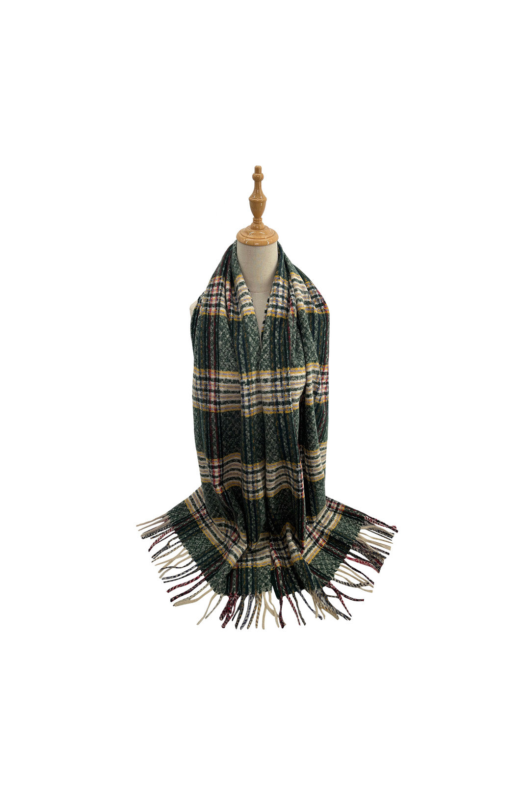 Soft Wool BlendClassic Check Pattern Scarf Fringed Ends