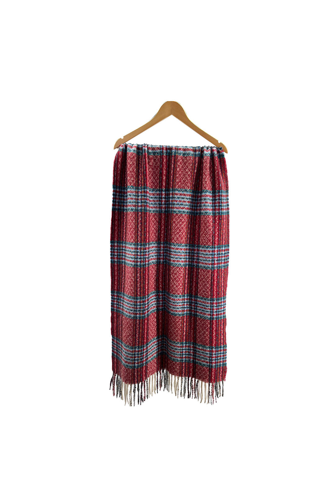 Soft Wool BlendClassic Check Pattern Scarf Fringed Ends