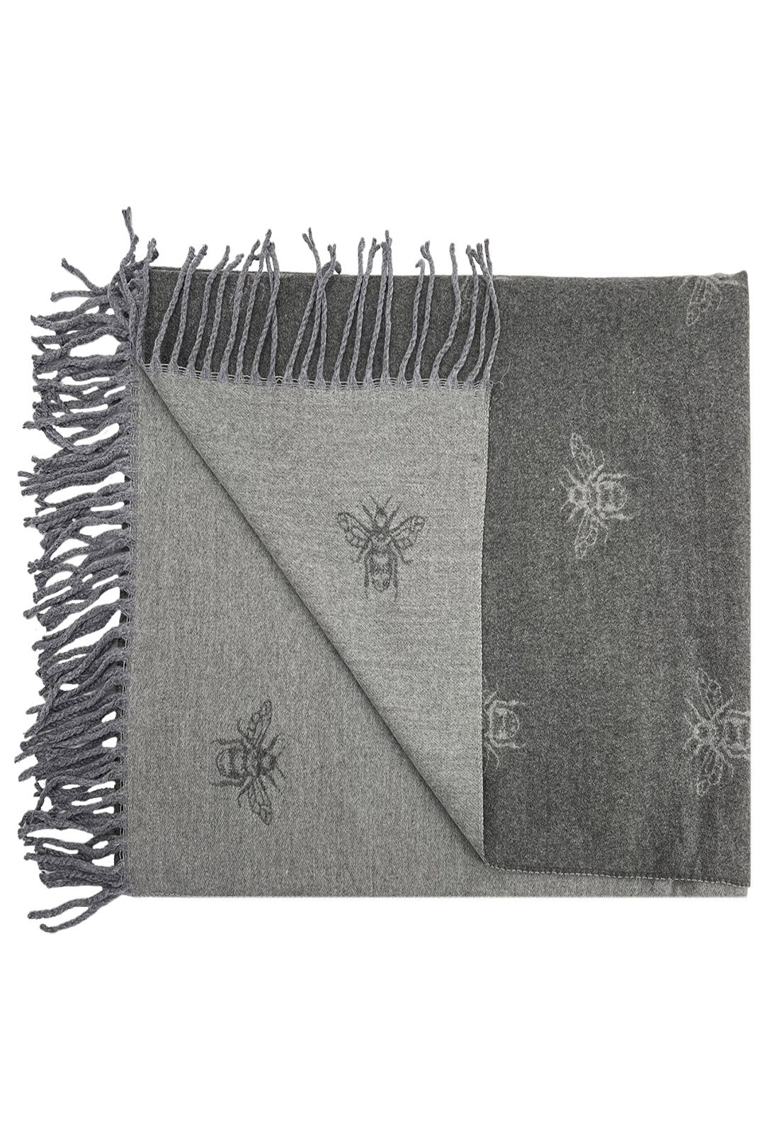 Reversible Bee Print Wool Mix Scarf