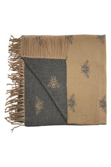 Reversible Bee Print Wool Mix Scarf