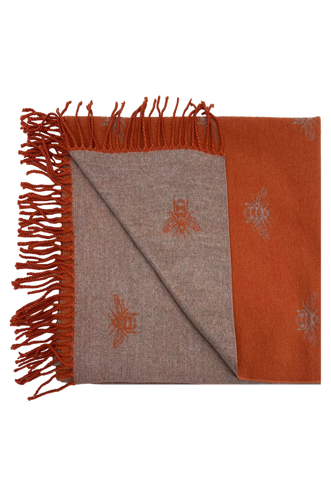Reversible Bee Print Wool Mix Scarf