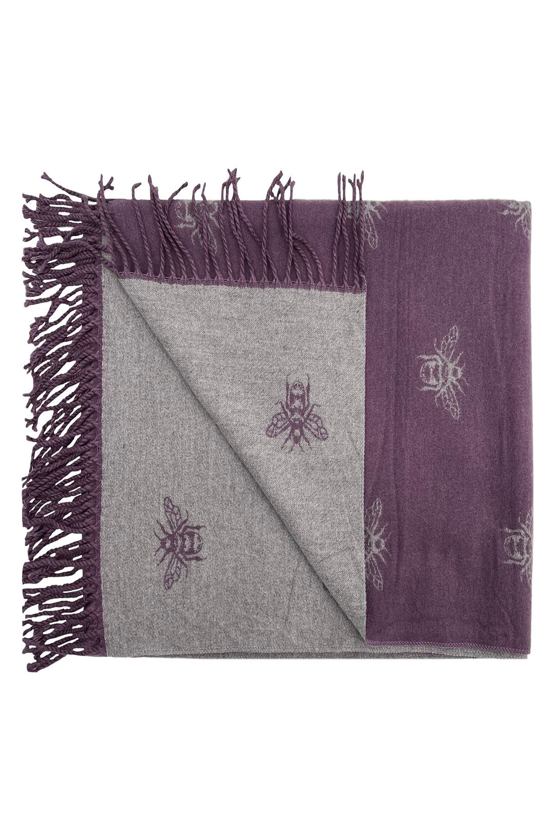 Reversible Bee Print Wool Mix Scarf
