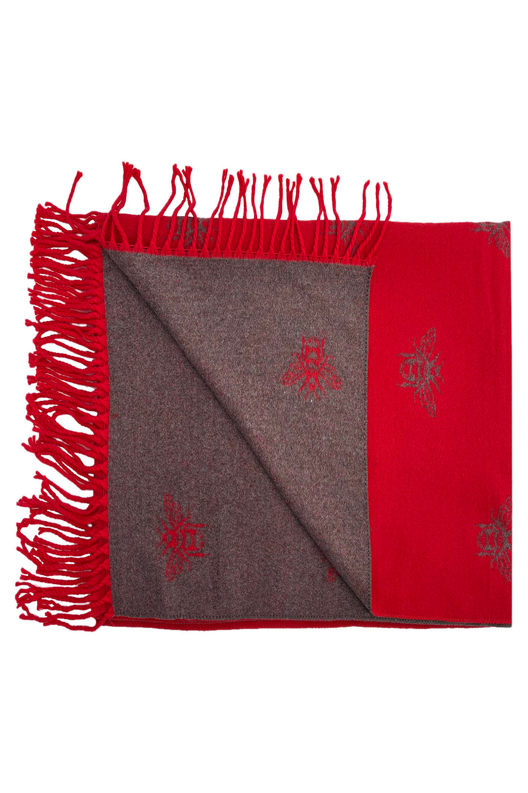 Reversible Bee Print Wool Mix Scarf