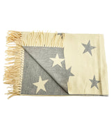 Reversible Wool-Blend Scarf – Star Print with Tassel Trim