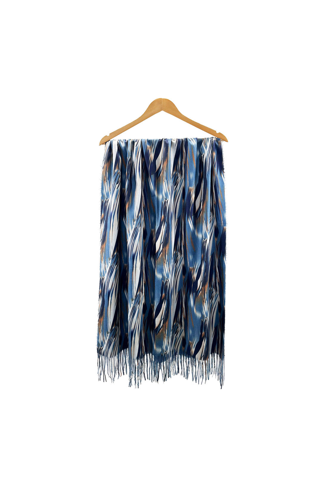 Lightweight Artistic Feather-Inspired Scarf with Fringe Edges