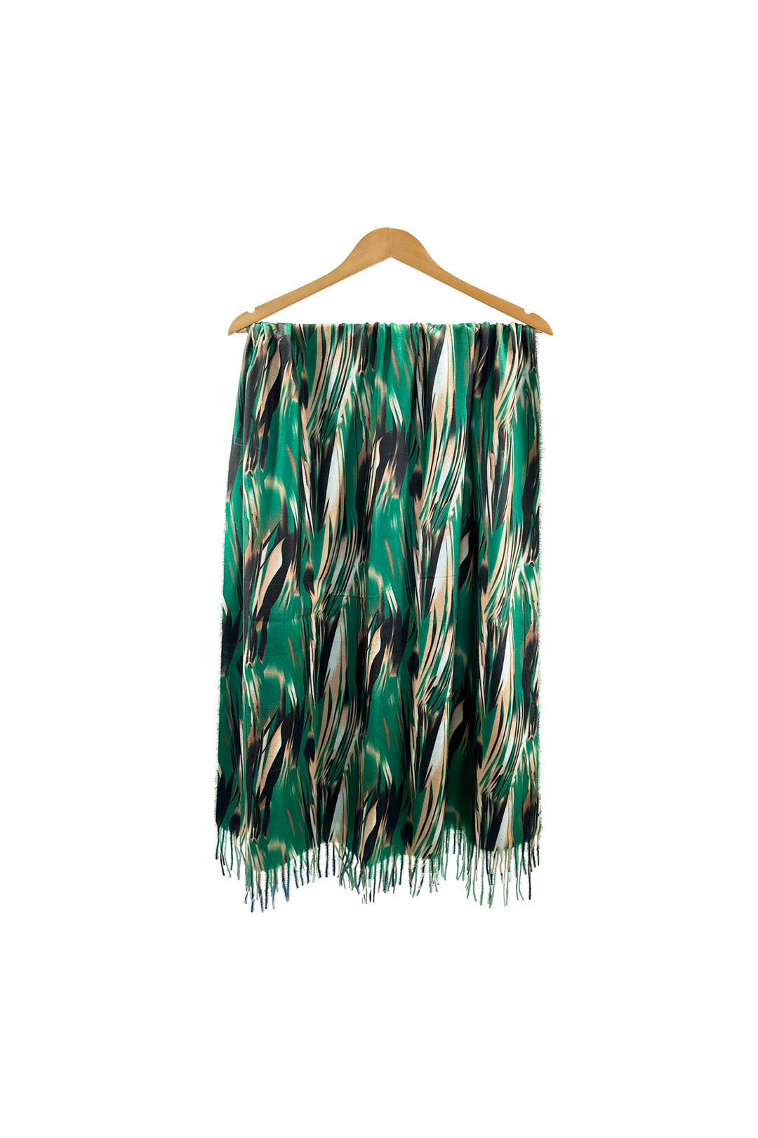 Lightweight Artistic Feather-Inspired Scarf with Fringe Edges