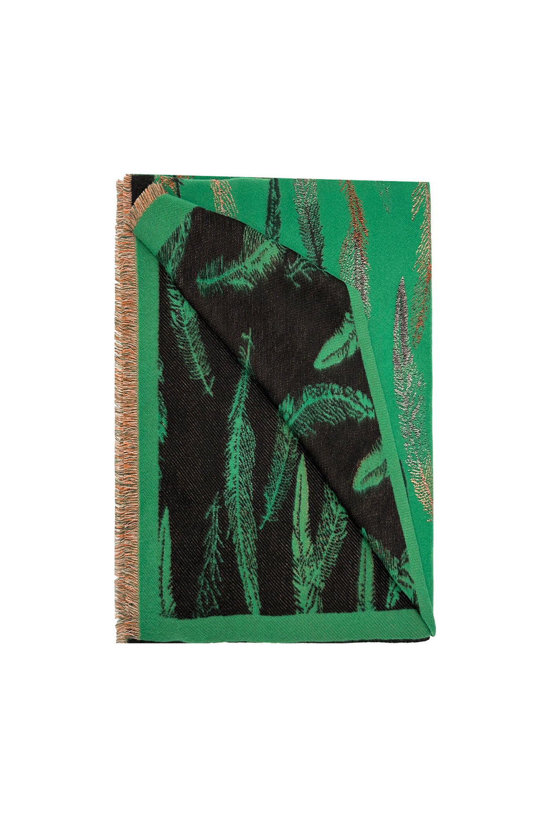 Reversible Feather-Pattern Jacquard Scarf with Soft Drape