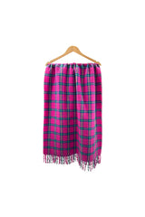 Vibrant Checked Wool Mix Tassel Scarf