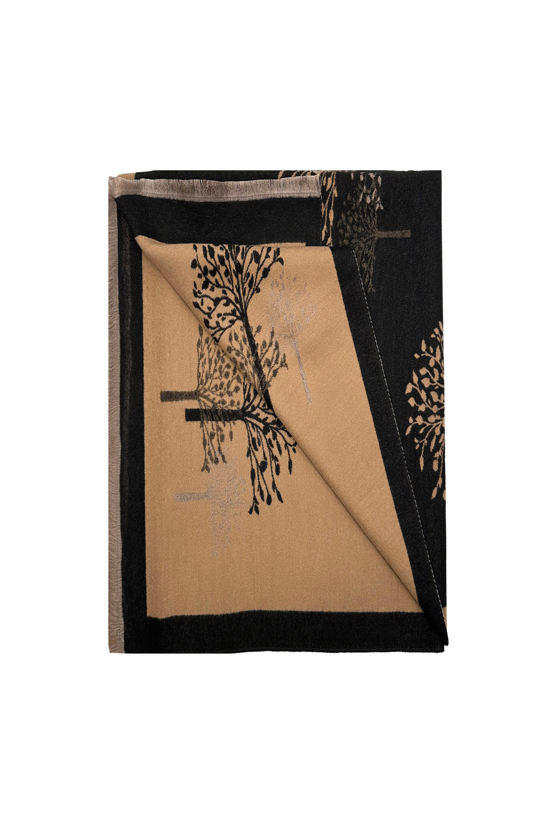 Reversible Tree-Pattern Jacquard Scarf with Soft Drape