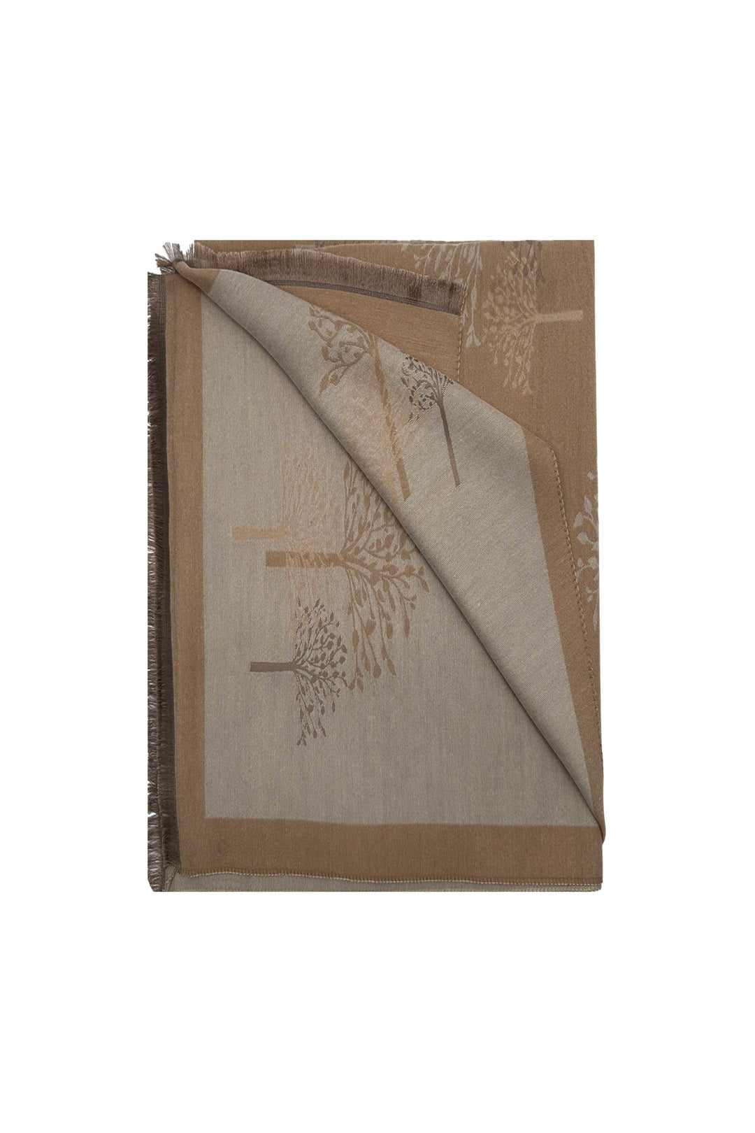 Reversible Tree-Pattern Jacquard Scarf with Soft Drape