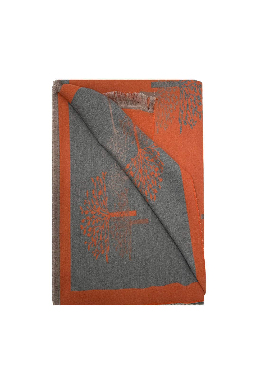 Reversible Tree-Pattern Jacquard Scarf with Soft Drape
