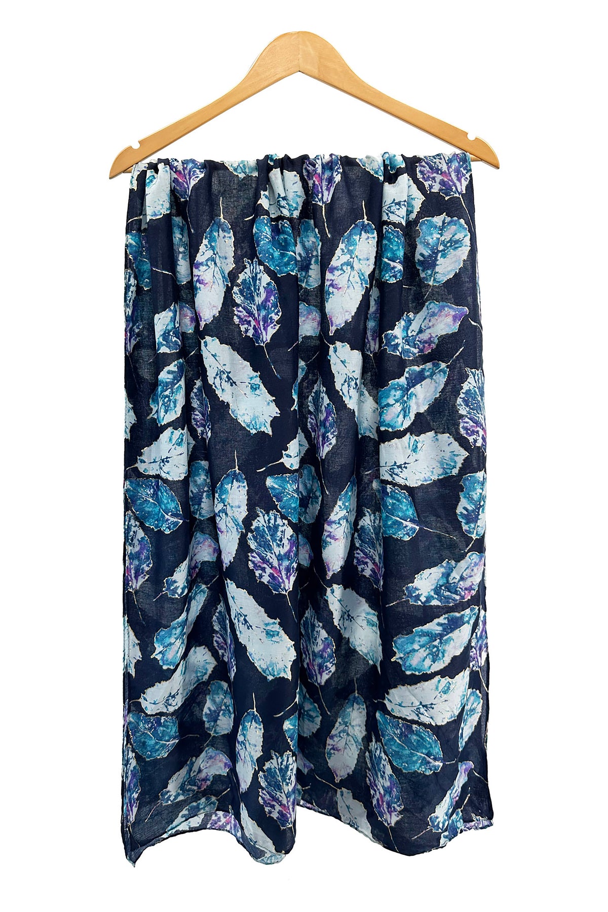Women Metallic Leaf Print Lightweight Scarf