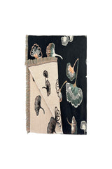 Ginkgo Leaf Pattern Reversible Scarf – Soft Touch, Fringed Design