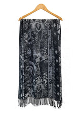 Paisley Floral Wool-Blend Scarf with Tassels