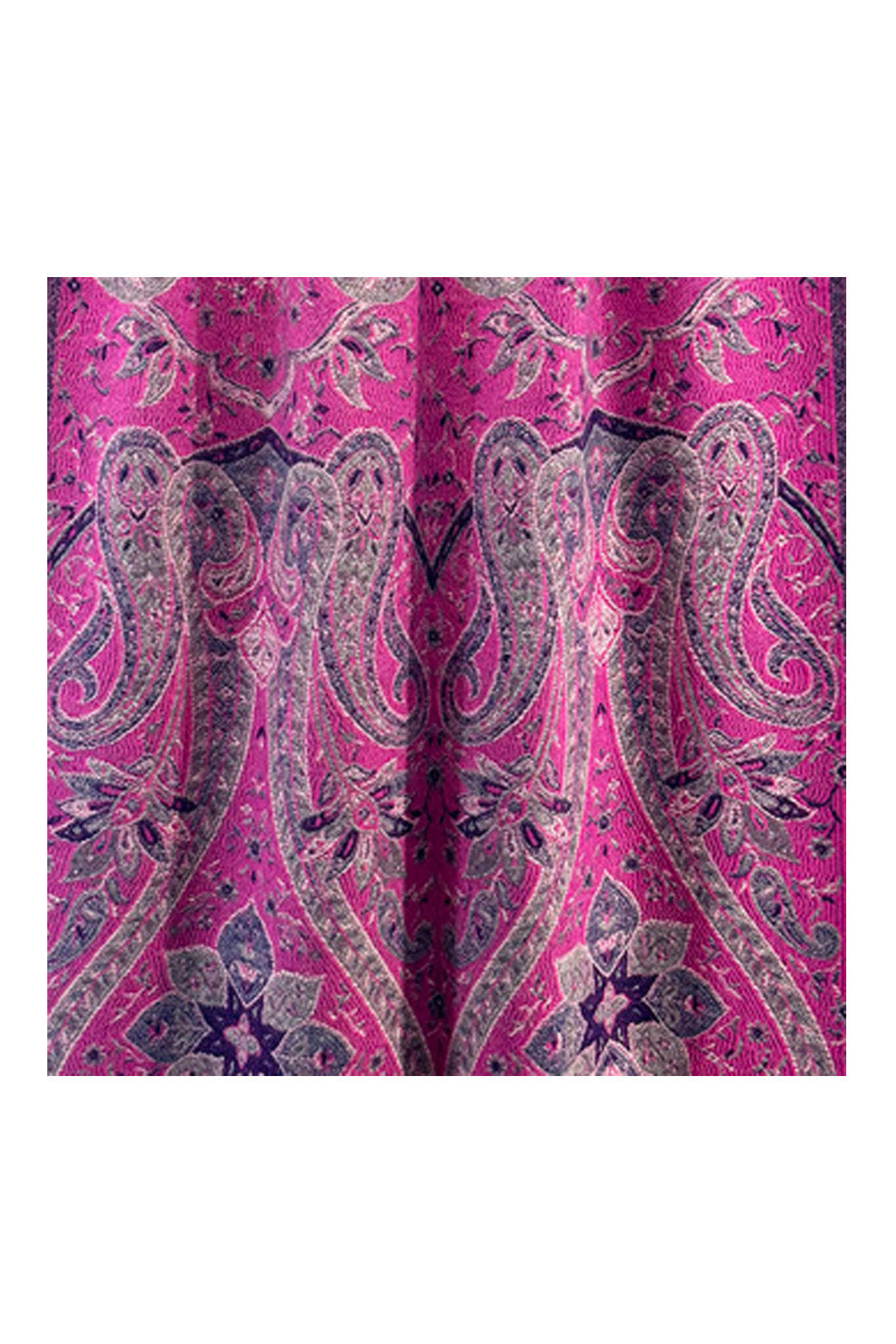 Vibrant Paisley Wool Mix Print Scarf with Tassels