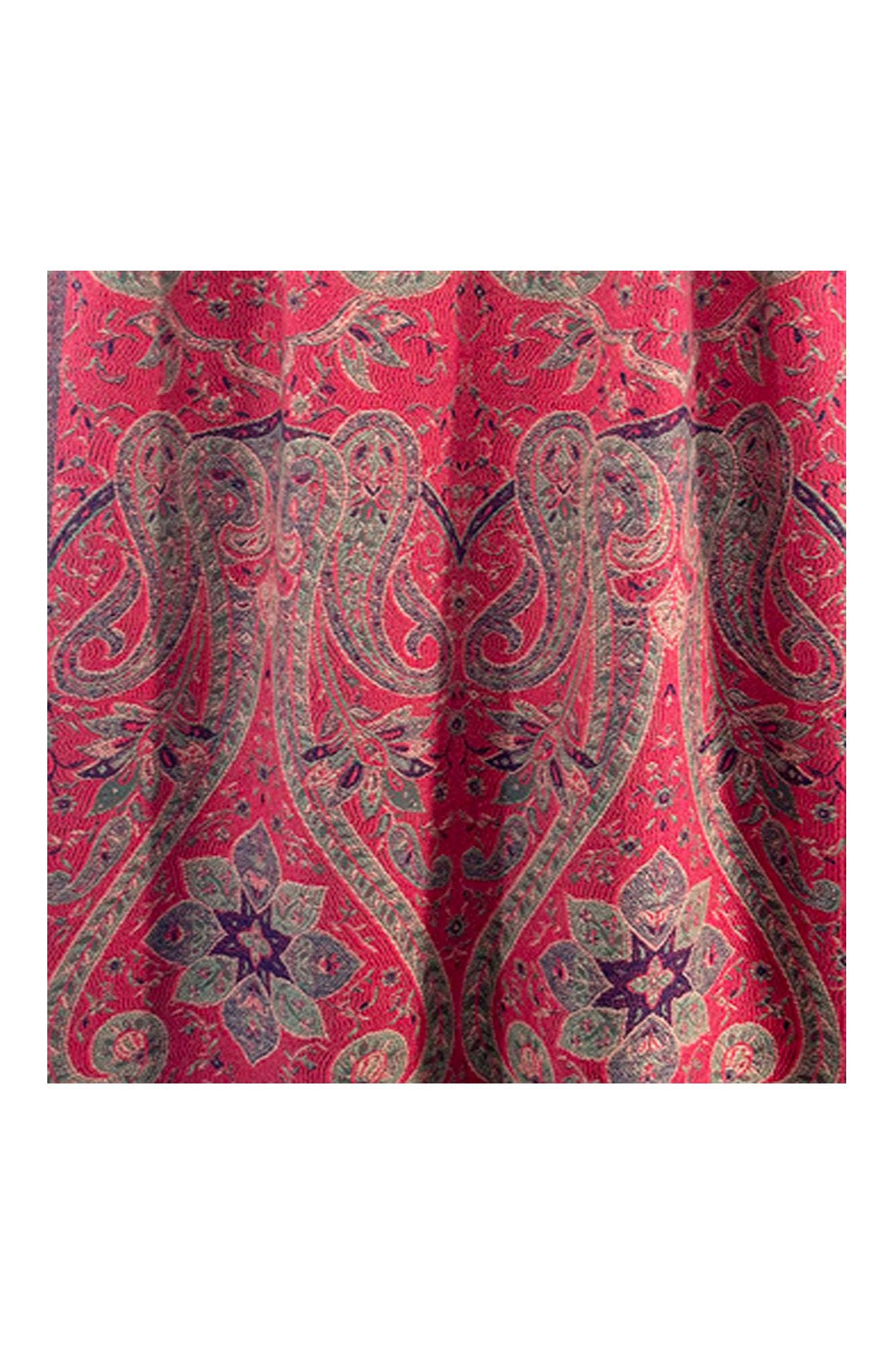 Vibrant Paisley Wool Mix Print Scarf with Tassels