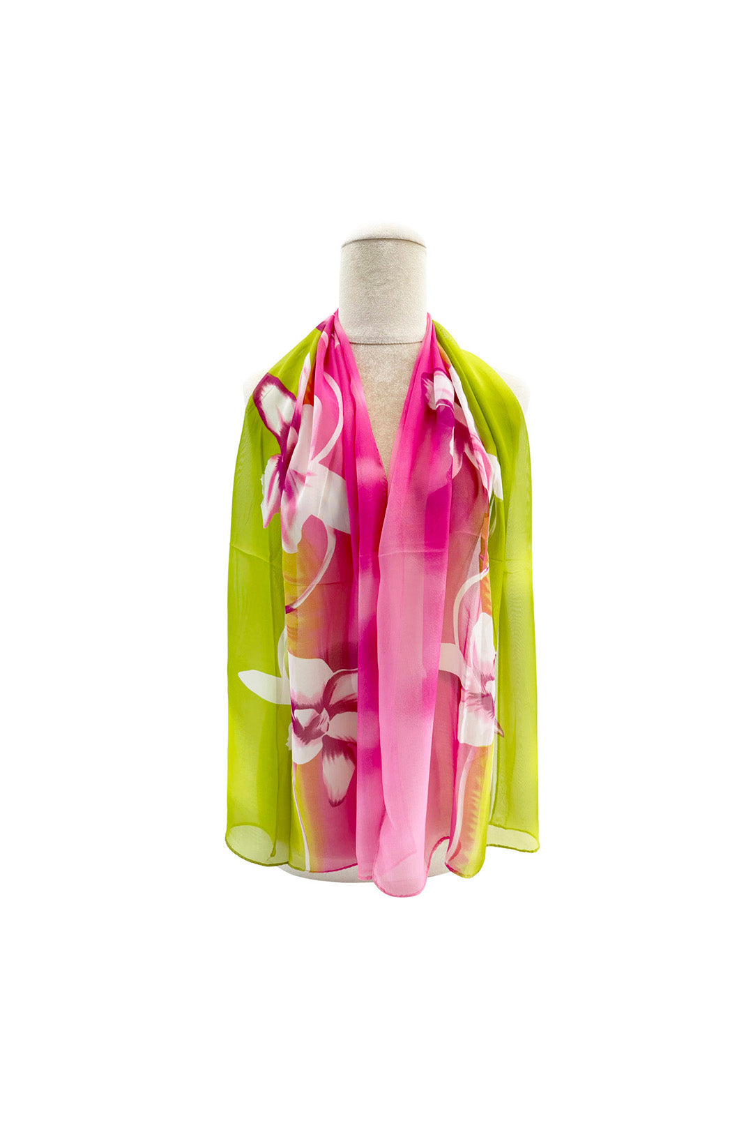 Floral Colour-Block Chiffon Scarf