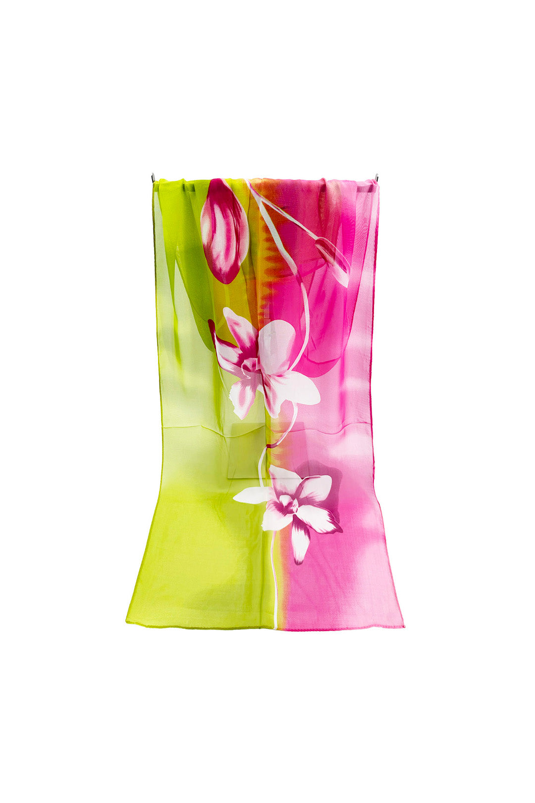 Floral Colour-Block Chiffon Scarf