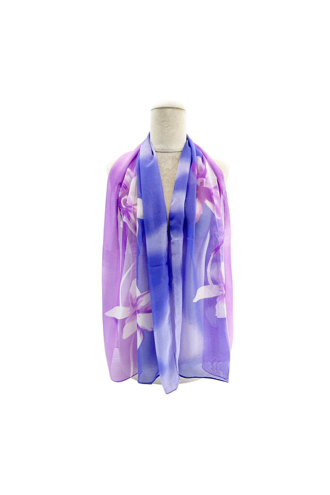 Floral Colour-Block Chiffon Scarf