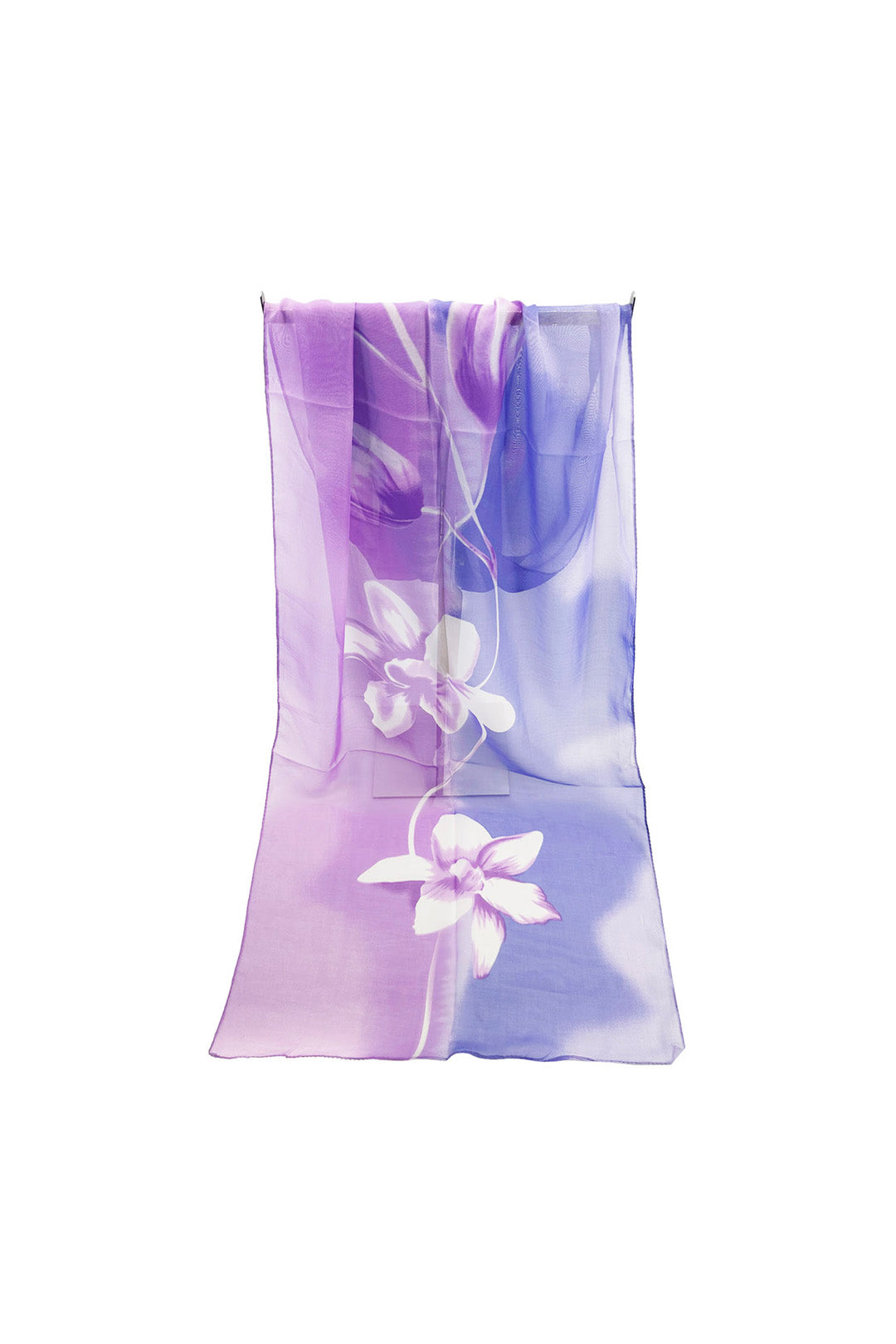 Floral Colour-Block Chiffon Scarf
