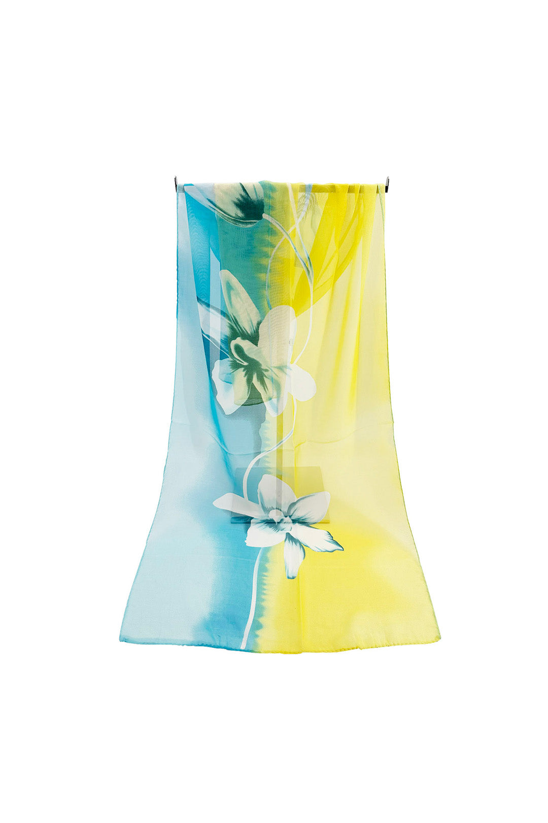 Floral Colour-Block Chiffon Scarf